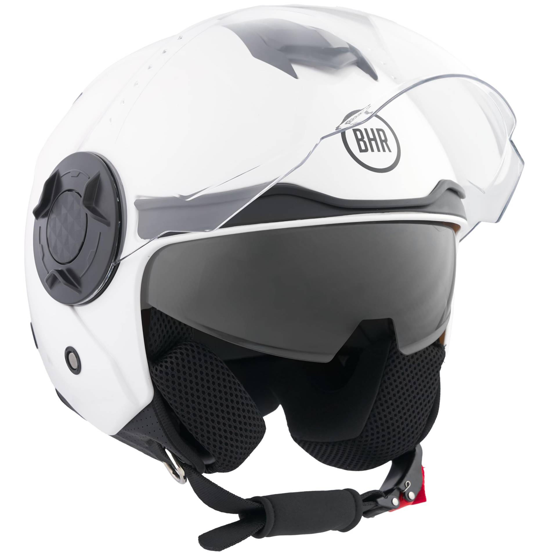 BHR Jet Helm Double Visor 830 Flash, Scooter Helm mit ECE 22.06 Zulassung, Leichter & komfortabler Jet Helm mit innenliegender Sonnenblende, Weiß, L BHR Jet Helm Double Visor 830 Flash, Scooter Helm mit ECE 22.06 Zulassung, Leichter & komfortabler Jet Helm mit innenliegender Sonnenblende, Weiß, L von BHR