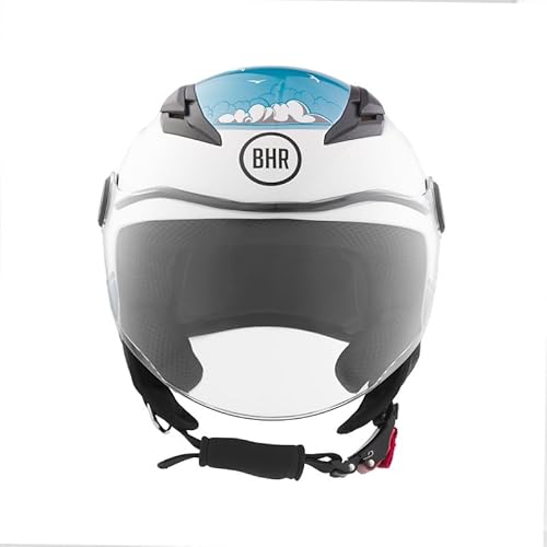 BHR Kinder-Motorradhelm Demi-Jet, 838 CHILDREN, Rollerhelm für Kinder/Kinder ECE 22.06 Typenzulassung, kratzfestes Visier und mikrometrische Auslösung, Sea, L BHR Kinder-Motorradhelm Demi-Jet, 838 CHILDREN, Rollerhelm für Kinder/Kinder ECE 22.06 Typenzulassung, kratzfestes Visier und mikrometrische Auslösung, Sea, L von BHR