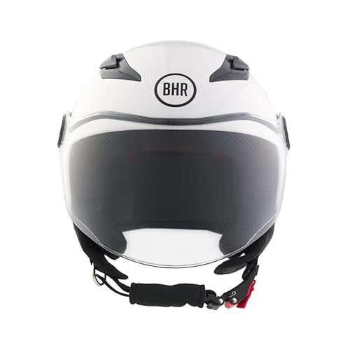 BHR Kinder-Motorradhelm Demi-Jet, 838 CHILDREN, Rollerhelm für Kinder/Kinder ECE 22.06 Typenzulassung, kratzfestes Visier und mikrometrische Auslösung, Weiß, L BHR Kinder-Motorradhelm Demi-Jet, 838 CHILDREN, Rollerhelm für Kinder/Kinder ECE 22.06 Typenzulassung, kratzfestes Visier und mikrometrische Auslösung, Weiß, L von BHR