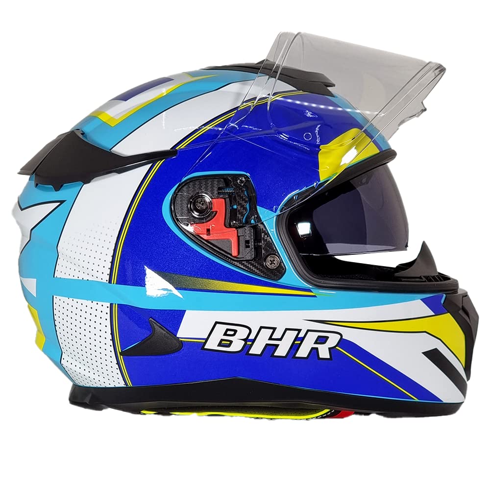 BHR Full Face Motorradhelm mit Doppelvisier 813 RACE | Full Face Motorradhelm ECE homologiert mit Sonnenblende | Mann/Frau | BLAU/WEISS | M BHR Full Face Motorradhelm mit Doppelvisier 813 RACE | Full Face Motorradhelm ECE homologiert mit Sonnenblende | Mann/Frau | BLAU/WEISS | M von BHR