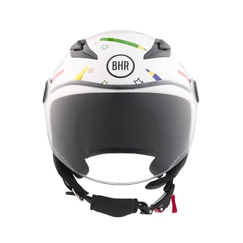 Kinder-Motorradhelm Demi-Jet, BHR 838 Children, Rollerhelm für Kinder/Kinder ECE 22.06 Typenzulassung, kratzfestes Visier und mikrometrische Auslösung, Pencils, M Kinder-Motorradhelm Demi-Jet, BHR 838 Children, Rollerhelm für Kinder/Kinder ECE 22.06 Typenzulassung, kratzfestes Visier und mikrometrische Auslösung, Pencils, M von BHR