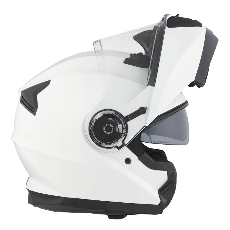 Klapphelm BHR 836 FLIP-UP, Integralhelm ECE 22.06 zugelassen mit Sonnenblende, doppeltem kratzfestem Visier und mikrometrischem Auslöser, für Touring und Stadtfahrten, Weiß, XS von BHR