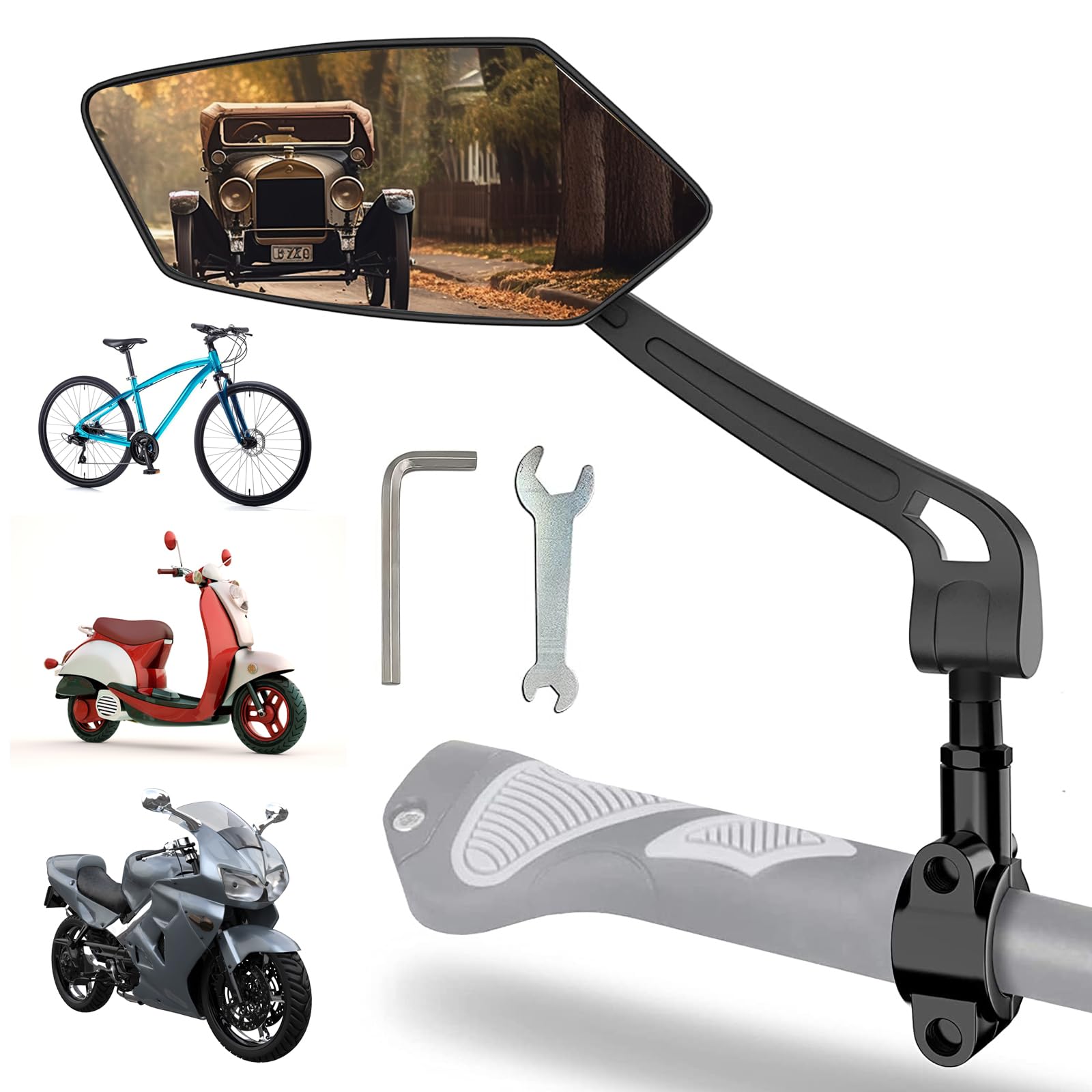 2 Stück Fahrradspiegel 360° Verstellbarer Rückspiegel für E-Bike Fahrrad Spiegel mit extra Großer Rückspiegel Fahrrad für Lenker E-Bikes Zubehör von BHW