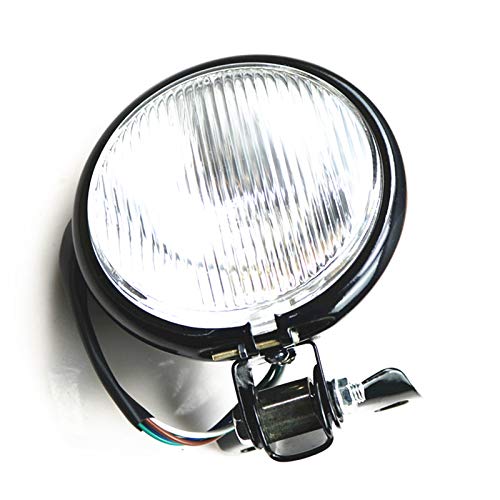 5 zoll Motorrad Scheinwerfer Kopf Lampe Licht für Cafe Racer Vintage Retro Bobber CB Alte Schule Benutzerdefinierte (Schwarz/Klar) von BHYShop