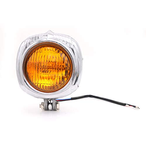 BHYShop Retro Vintage Polieren Front Motorrad Scheinwerfer Lampe Cafe Racer Touring Roller Cruiser Choppers Benutzerdefinierte (Bernstein) von BHYShop