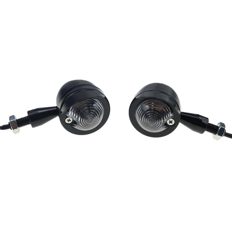 Motorrad Bullet Blinker Licht mit Visier für Kreuzer Chopper Bobber Vintage Retro Cafe Racer Rat Fahrrad (Schwarz/Klar) von Homry
