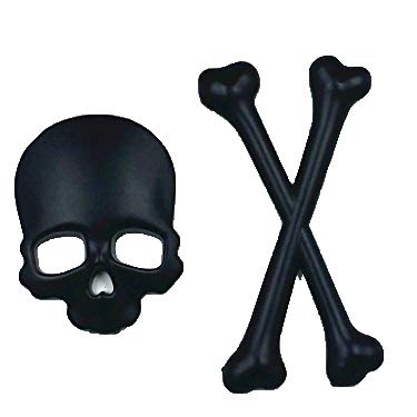 Motorrad Crossbones Schädel Dämon Metall Logo Emblem Abzeichen Aufkleber Tank Aufkleber Cafe (Schwarz) von BHYShop