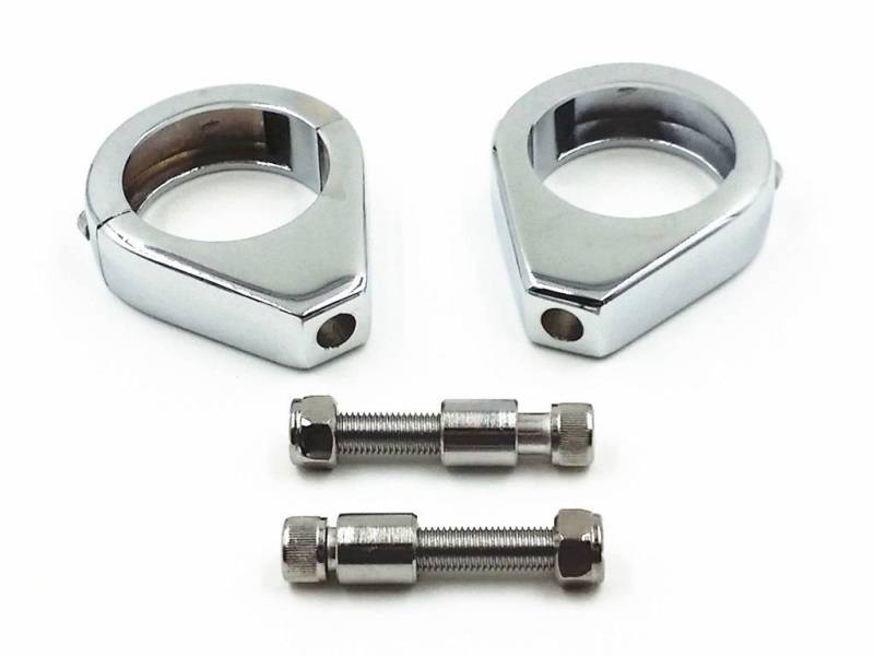 Motorrad Gabel Blinker Relocation Relocator Halterung Schellen Halterung Für Dyna XL Cruiser Chopper (Chrom, 41mm) von BHYShop