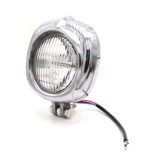 BHYShop Retro Vintage Polieren Front Motorrad Scheinwerfer Lampe Cafe Racer Touring Roller Cruiser Choppers Benutzerdefinierte (klar) von BHYShop