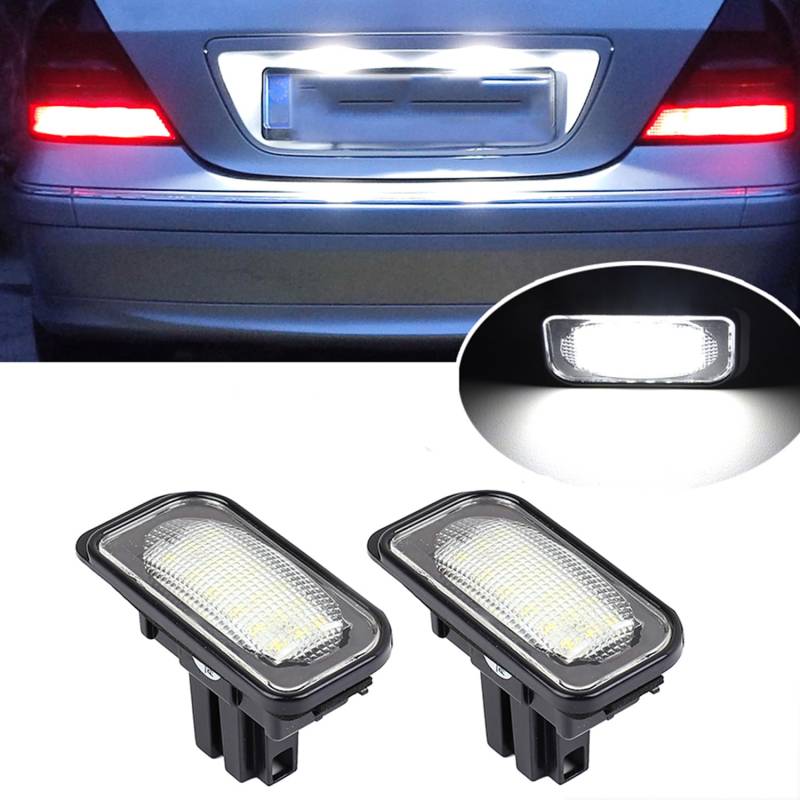 BHZNGD 18 SMD-Kennzeichenleuchten, 2 Stück, fehlerfreie Kennzeichenbeleuchtung, (kompatibel mit) Compatible with Benz W203 4-Türer-Limousine 2001-2007, 6000 K weiße Glühbirne von BHZNGD