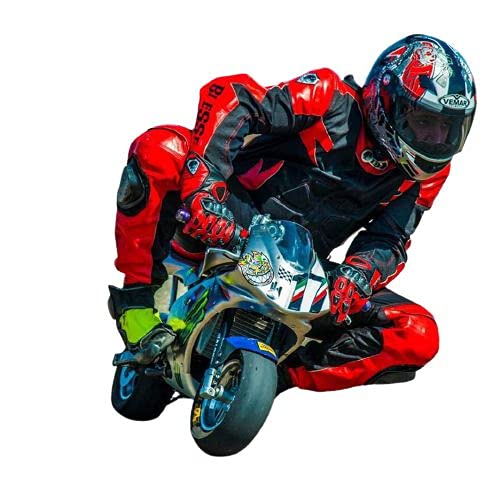 BI ESSE - Minimoto-Anzug für Kinder aus Leder und Stoff, mit CE-Protektoren (Rot/Schwarz, 3XS (4-5 Jahre)) von BI ESSE