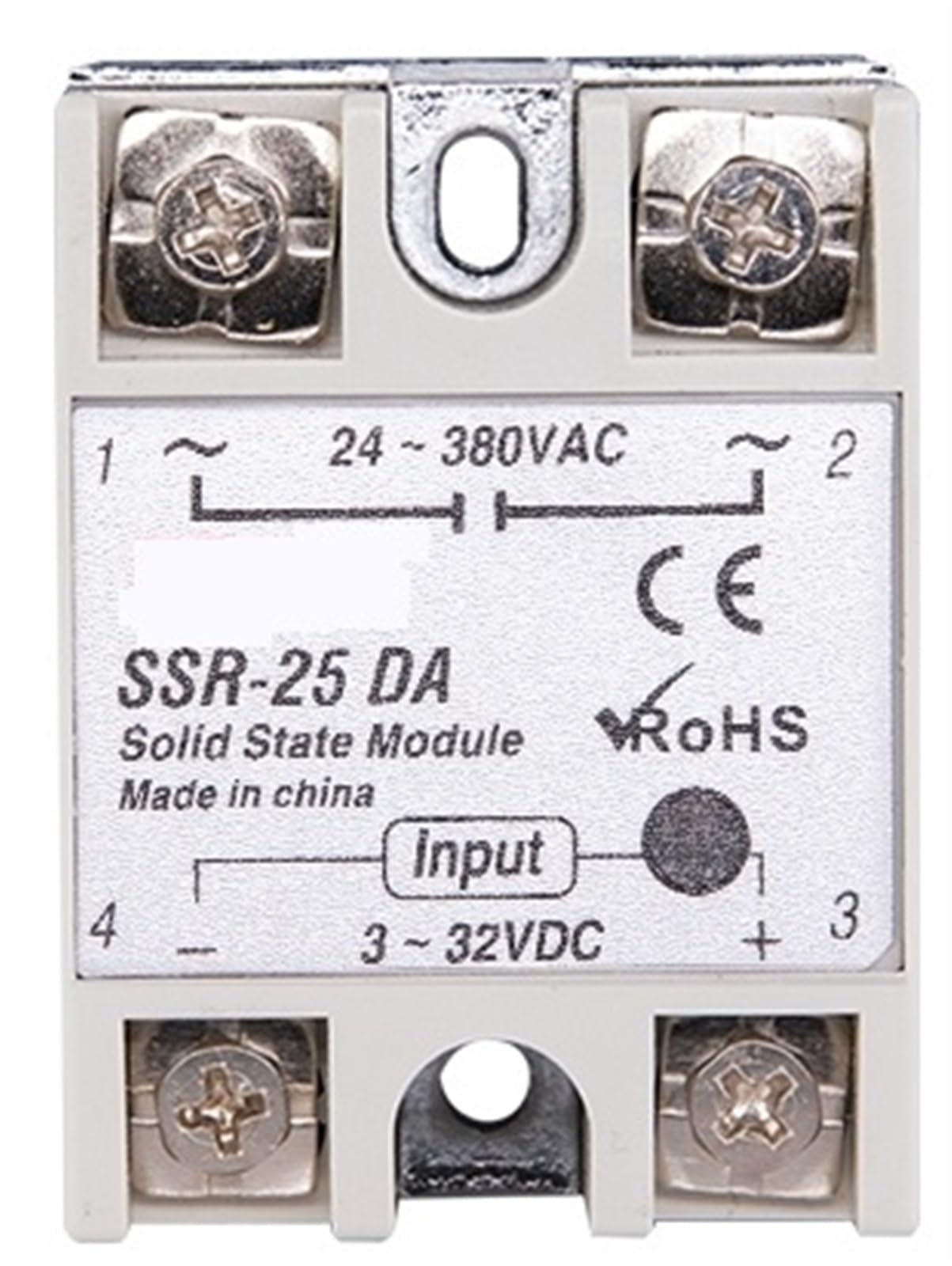 SSR -10DA 20DA 25DA 40DA DC Control AC SSR Weiß Shell Einphasig Solid State Relais 1Pcs Ersatzteile (Size : SSR-25DA) von BIANMTSW