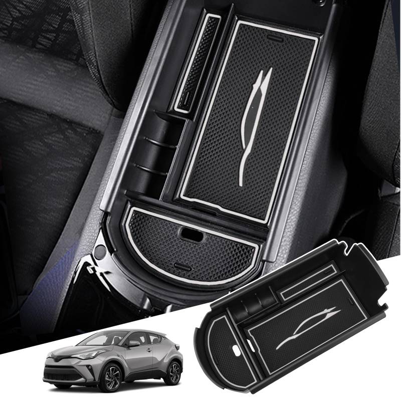 BIBIBO Armlehne Aufbewahrungsbox für Toyota C-HR 2016-2023, Mittelkonsole Organizer, Handschuhfach, Konsolenschalen, Ablage Zubehör, Innenzubehör Original Auto, Mittelarmlehne von BIBIBO