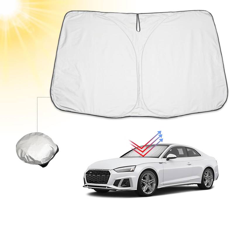 BIBIBO Audi A5 Frontscheibenabdeckung, Auto Sonnenschutz kompatibel mit Audi A5 2010-2024, Auto Abdeckung für Frontscheibe Faltbar mit UV-Schutz, Sonnenblende gegen UV-Strahlen von BIBIBO
