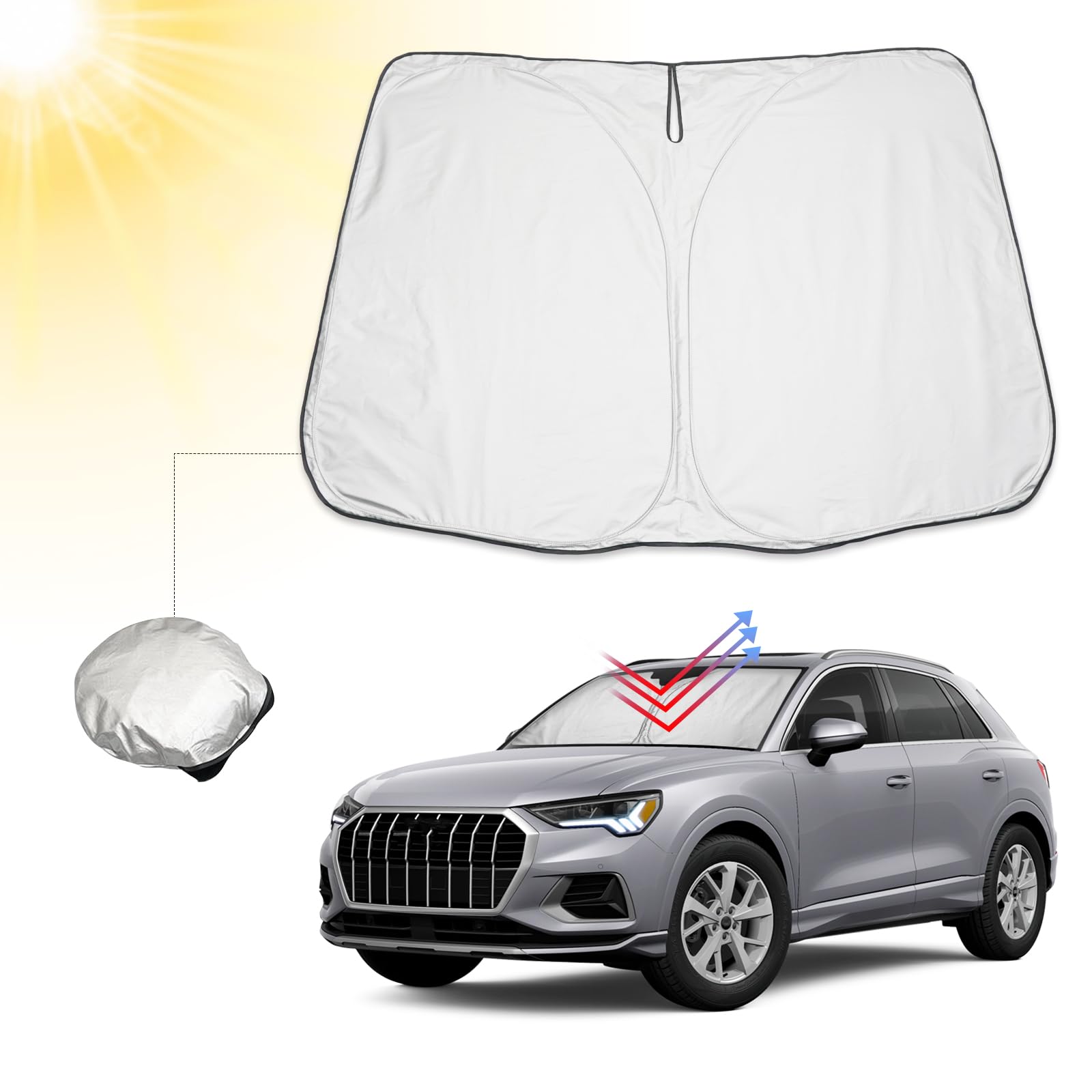 BIBIBO Audi Q3 F3 8U Frontscheibenabdeckung, Auto Abdeckung kompatibel mit Audi Q3 F3 MK2 2019-2024, Auto Sonnenschutz für Frontscheibe Faltbar, Sonnenblende gegen UV-Strahlen BIBIBO Audi Q3 F3 8U Frontscheibenabdeckung, Auto Abdeckung kompatibel mit Audi Q3 F3 MK2 2019-2024, Auto Sonnenschutz für Frontscheibe Faltbar, Sonnenblende gegen UV-Strahlen von BIBIBO