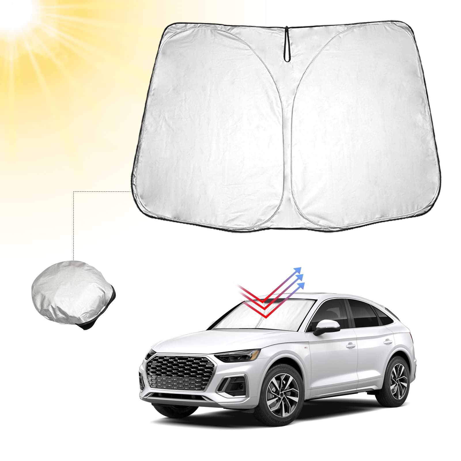 BIBIBO Audi Q5 Frontscheibenabdeckung Kompatibel mit Audi Q5 2017-2024, Sonnenschutz Auto Frontscheibe Faltbar, Hitzeschutz Auto gegen UV-Strahlen BIBIBO Audi Q5 Frontscheibenabdeckung Kompatibel mit Audi Q5 2017-2024, Sonnenschutz Auto Frontscheibe Faltbar, Hitzeschutz Auto gegen UV-Strahlen von BIBIBO