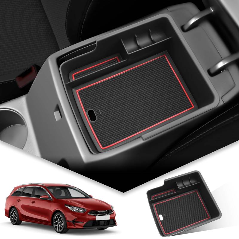 BIBIBO Aufbewahrungsbox für Kia Ceed SW GT Proceed GT 2018-2025 / XCeed GT 2019-2025, Mittelkonsole Organizer mit Rutschfestermatte, Mittelarmlehne, Konsolenschalen Armlehnen, Auto Armlehnenablage von BIBIBO