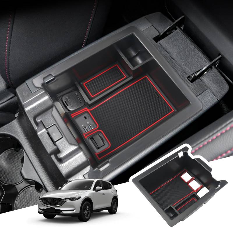 BIBIBO Aufbewahrungsbox für Mazda CX-5 2F KF SUV 2017-2022, Mittelkonsole Organizer, Mittelarmlehne, Armlehnen Aufbewahrungsbox, Ablage in der Mittelkonsole, Konsole Organizer von BIBIBO