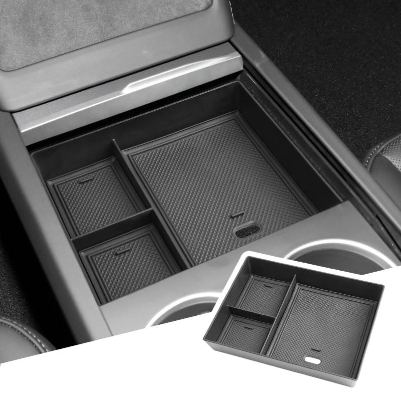 BIBIBO Aufbewahrungsbox für Tesla Model 3 Highland 2024, Mittelkonsole Organizer mit Rutschfestermatte, Armlehnen Aufbewahrungsbox, Handschuhfach, Tesla Model 3 Zubehör 2024 (Mittelkonsolen (A)) von BIBIBO