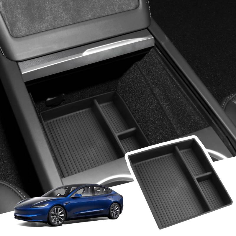 BIBIBO Aufbewahrungsbox für Tesla Model 3 Highland 2024, Mittelkonsole Organizer, Armlehnen Aufbewahrungsbox, Handschuhfach, Tesla Model 3 Zubehör 2024 (Mittelkonsolen (C)) von BIBIBO