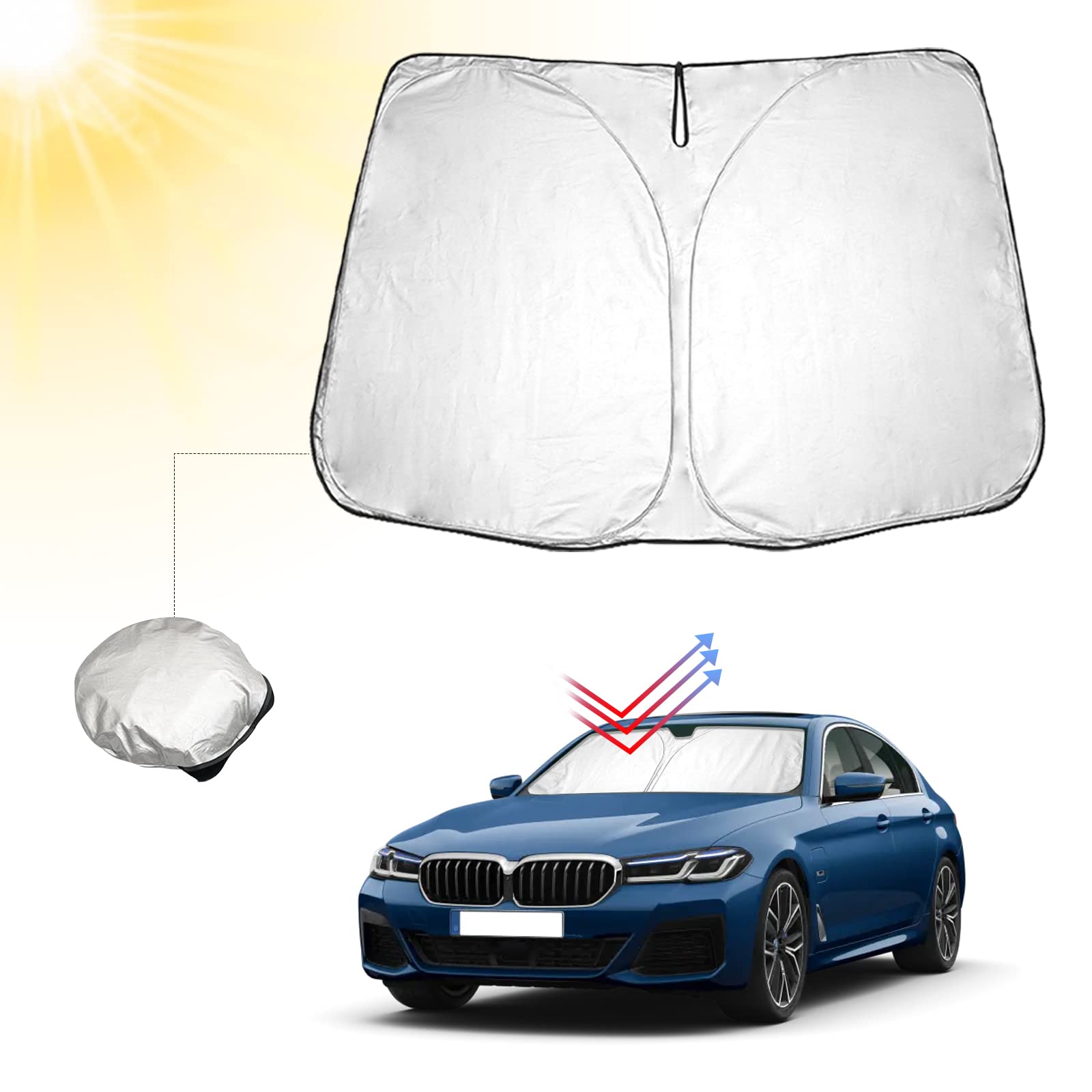 BIBIBO BMW 5er Auto Sonnenschutz mit UV Schutz Kompatibel mit BMW 5 Series G30 G31 G38 2018-2020, Auto Sonnenschirm für Frontscheibe, Hitzeschutz Auto gegen UV-Strahlen, Faltbar Windschutzscheibe BIBIBO BMW 5er Auto Sonnenschutz mit UV Schutz Kompatibel mit BMW 5 Series G30 G31 G38 2018-2020, Auto Sonnenschirm für Frontscheibe, Hitzeschutz Auto gegen UV-Strahlen, Faltbar Windschutzscheibe von BIBIBO