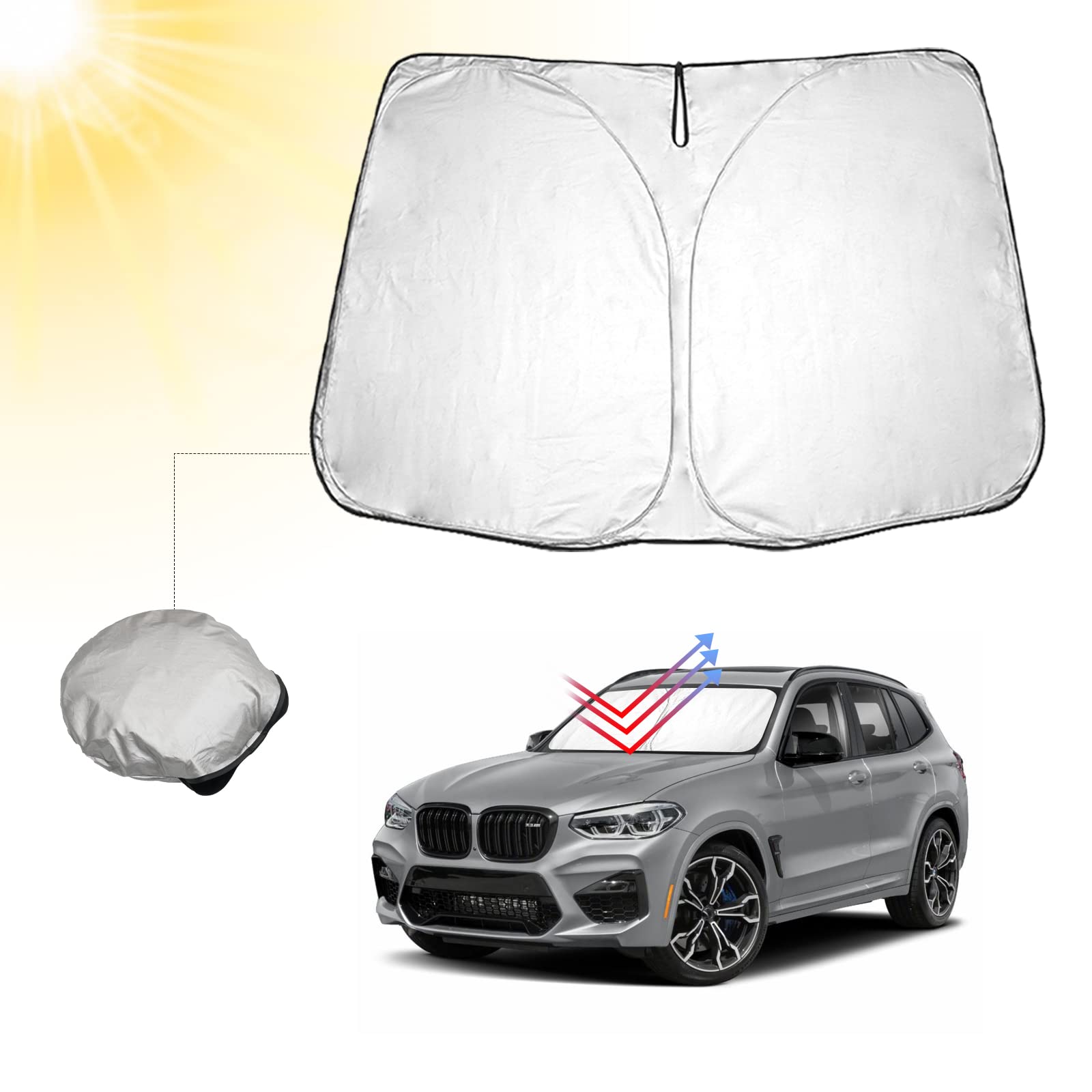 BIBIBO BMW X3 G01 Frontscheibenabdeckung Kompatibel mit BMW X3 G01 2018-2021, Sonnenschutz Auto Frontscheibe Faltbar, Hitzeschutz Auto gegen UV-Strahlen von BIBIBO