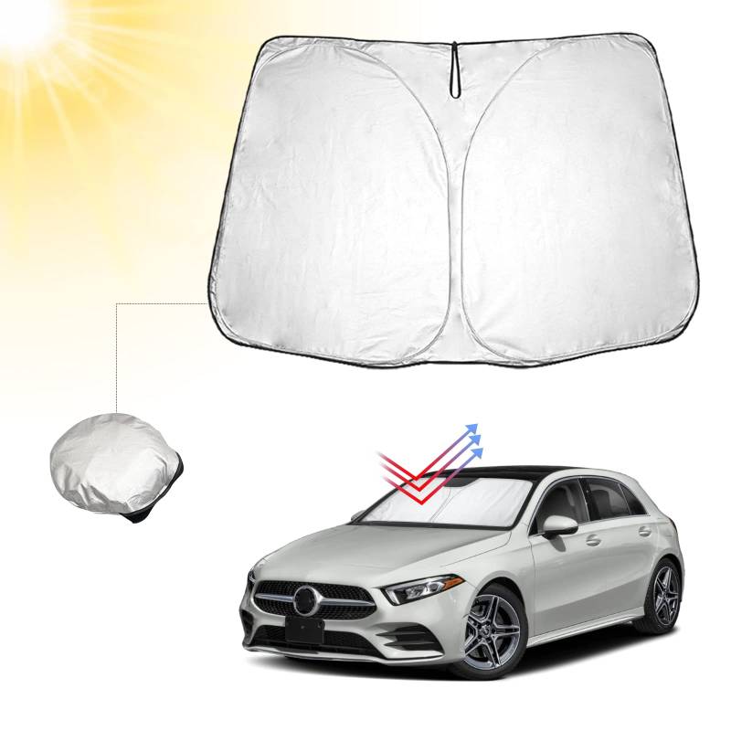 BIBIBO M*ercedes W177 Auto Sonnenschutz mit UV Schutz Kompatibel mit M*ercedes Classe A W177 2018-2024, Sonnenschirm für Frontscheibe, Hitzeschutz Auto gegen UV-Strahlen, Faltbar Windschutzscheibe von BIBIBO
