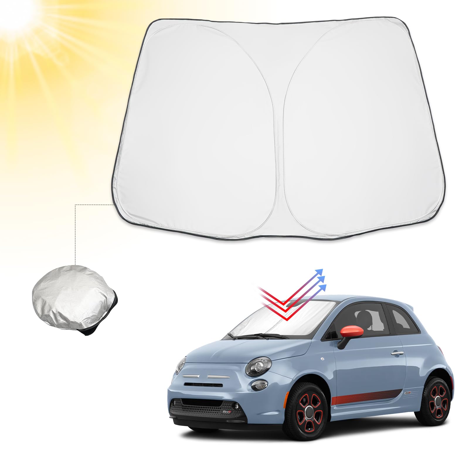 BIBIBO FIAT 500 Abarth 595 Frontscheibenabdeckung Kompatibel mit FIAT 500 Abarth 595 2017-2024, Sonnenschutz Auto Frontscheibe Faltbar, Hitzeschutz Auto gegen UV-Strahlen BIBIBO FIAT 500 Abarth 595 Frontscheibenabdeckung Kompatibel mit FIAT 500 Abarth 595 2017-2024, Sonnenschutz Auto Frontscheibe Faltbar, Hitzeschutz Auto gegen UV-Strahlen von BIBIBO