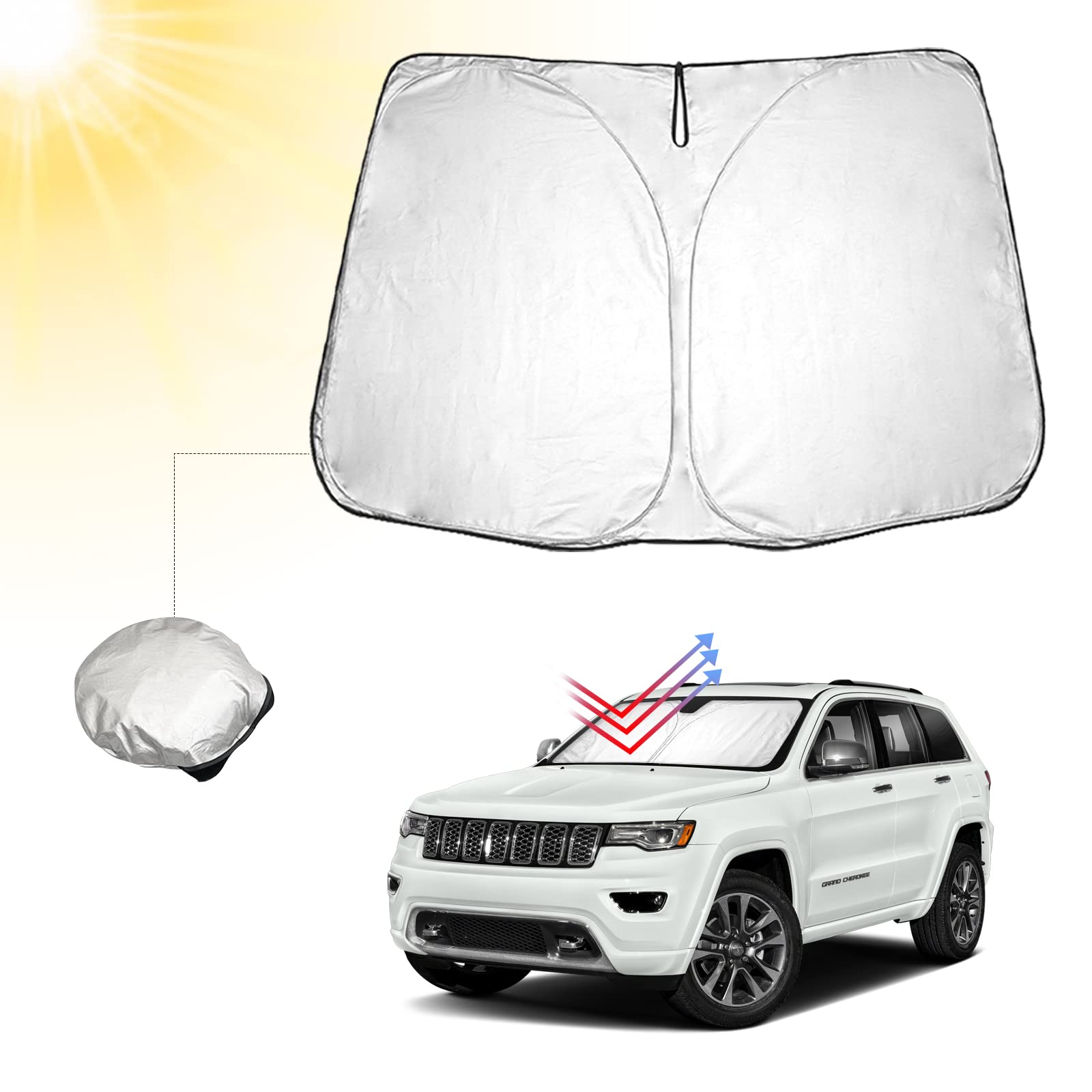 BIBIBO Grand Cherokee WK2 Abdeckung Auto Frontscheibe kompatibel mit Grand Cherokee WK2, Auto Sonnenschutz für Frontscheibe Faltbar, Frontscheibenabdeckung gegen UV-Strahlen BIBIBO Grand Cherokee WK2 Abdeckung Auto Frontscheibe kompatibel mit Grand Cherokee WK2, Auto Sonnenschutz für Frontscheibe Faltbar, Frontscheibenabdeckung gegen UV-Strahlen von BIBIBO