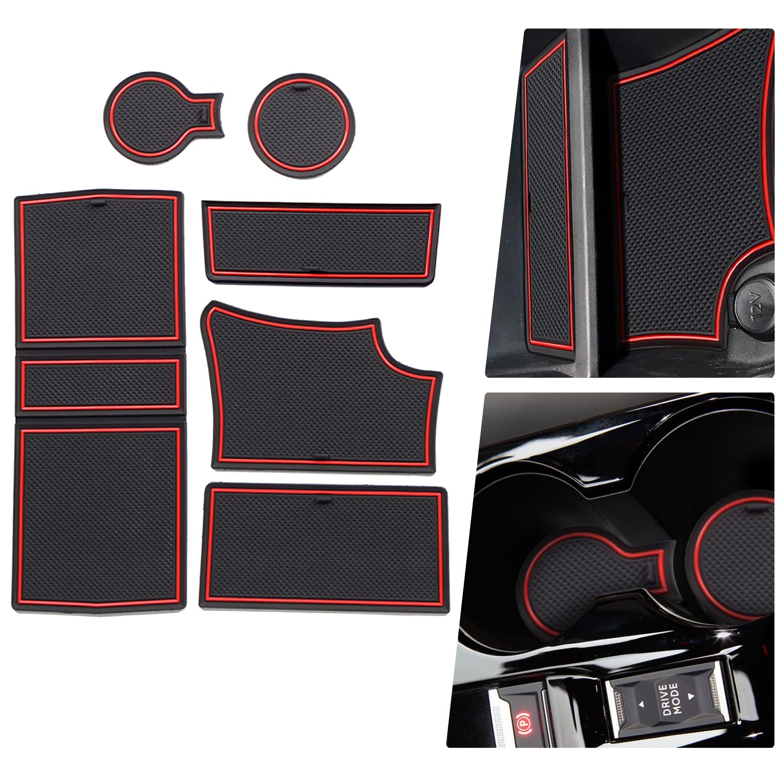 BIBIBO Gummi Antirutschmatten kompatibel mit 2020-2025 Peugeot 208 e-208 / Peugeot 2008 e-2008 (nur Automatikgetriebe), Gummi-Automatten, Auto Matten Zubehör, Aufbewahrungsbox rutschfeste Matten von BIBIBO