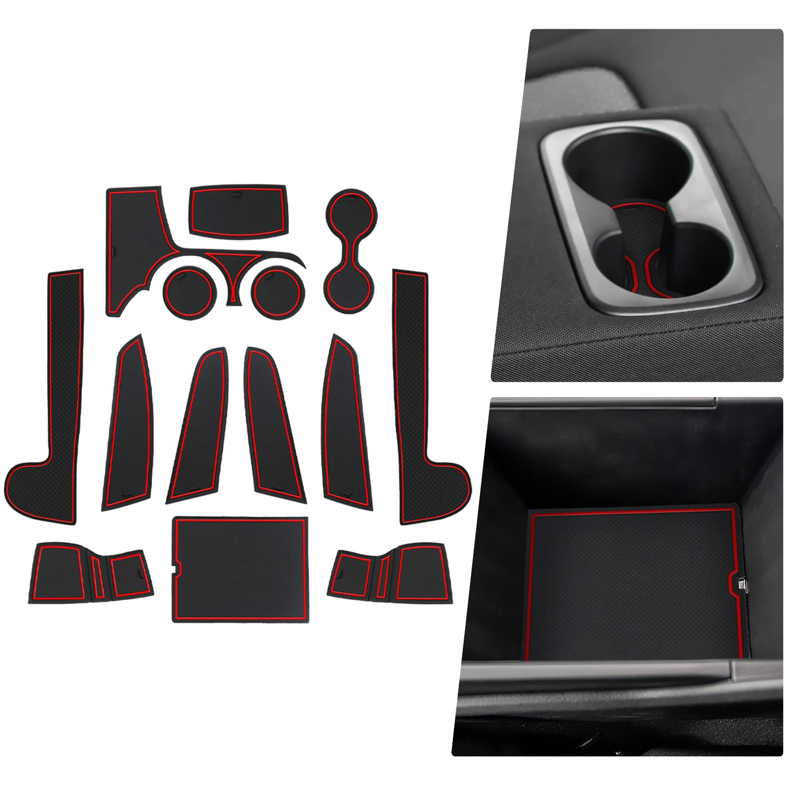 BIBIBO Antirutschmatten kompatibel mit Kia Sportage NQ5 2022 2023 (Elektronik Automatische), Auto Mittelkonsole Gummimatten, Getränkehalter Matte, rutschfeste Innenraummatten, 14 Stücke (Rot) von BIBIBO