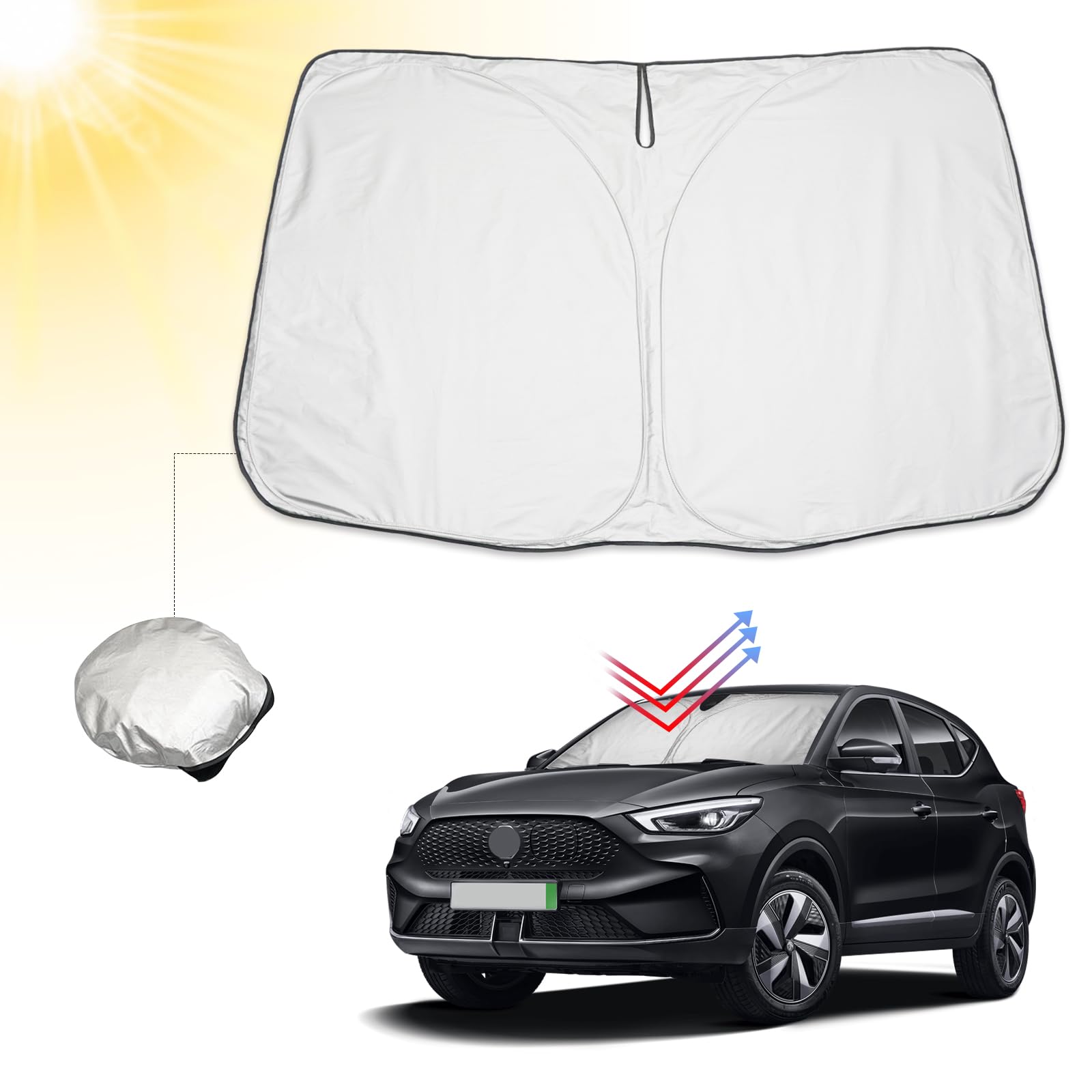 BIBIBO MG ZS Frontscheibenabdeckung, Auto Abdeckung kompatibel mit MG ZS EV Facelift 2018-2024, Auto Sonnenschutz für Frontscheibe Faltbar, Sonnenblende gegen UV-Strahlen BIBIBO MG ZS Frontscheibenabdeckung, Auto Abdeckung kompatibel mit MG ZS EV Facelift 2018-2024, Auto Sonnenschutz für Frontscheibe Faltbar, Sonnenblende gegen UV-Strahlen von BIBIBO
