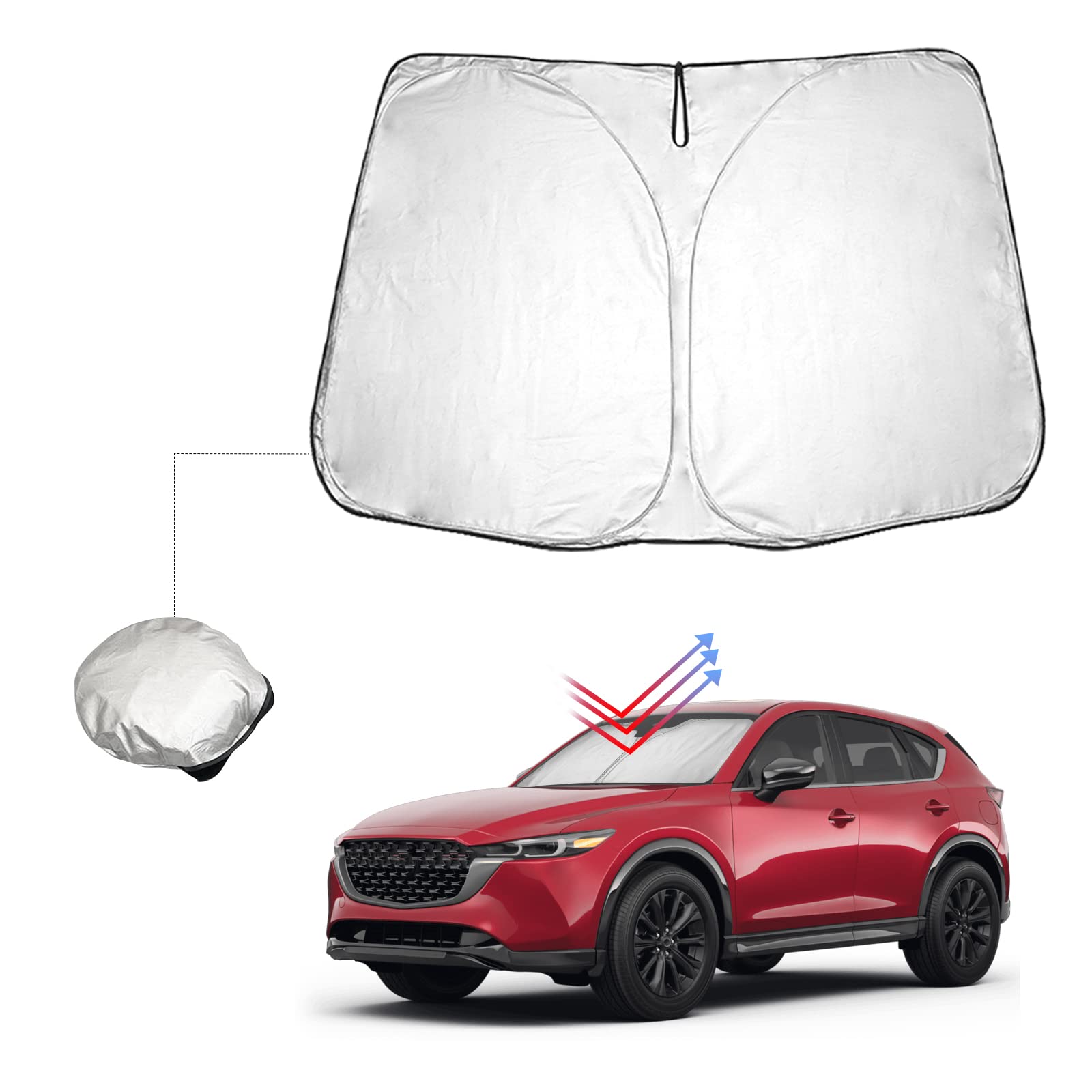 BIBIBO Mazda CX-5 Frontscheibenabdeckung Kompatibel mit Mazda CX-5 CX5 / KF 2. 2017-2024, Sonnenschutz Auto Frontscheibe Faltbar, Hitzeschutz Auto gegen UV-Strahlen BIBIBO Mazda CX-5 Frontscheibenabdeckung Kompatibel mit Mazda CX-5 CX5 / KF 2. 2017-2024, Sonnenschutz Auto Frontscheibe Faltbar, Hitzeschutz Auto gegen UV-Strahlen von BIBIBO