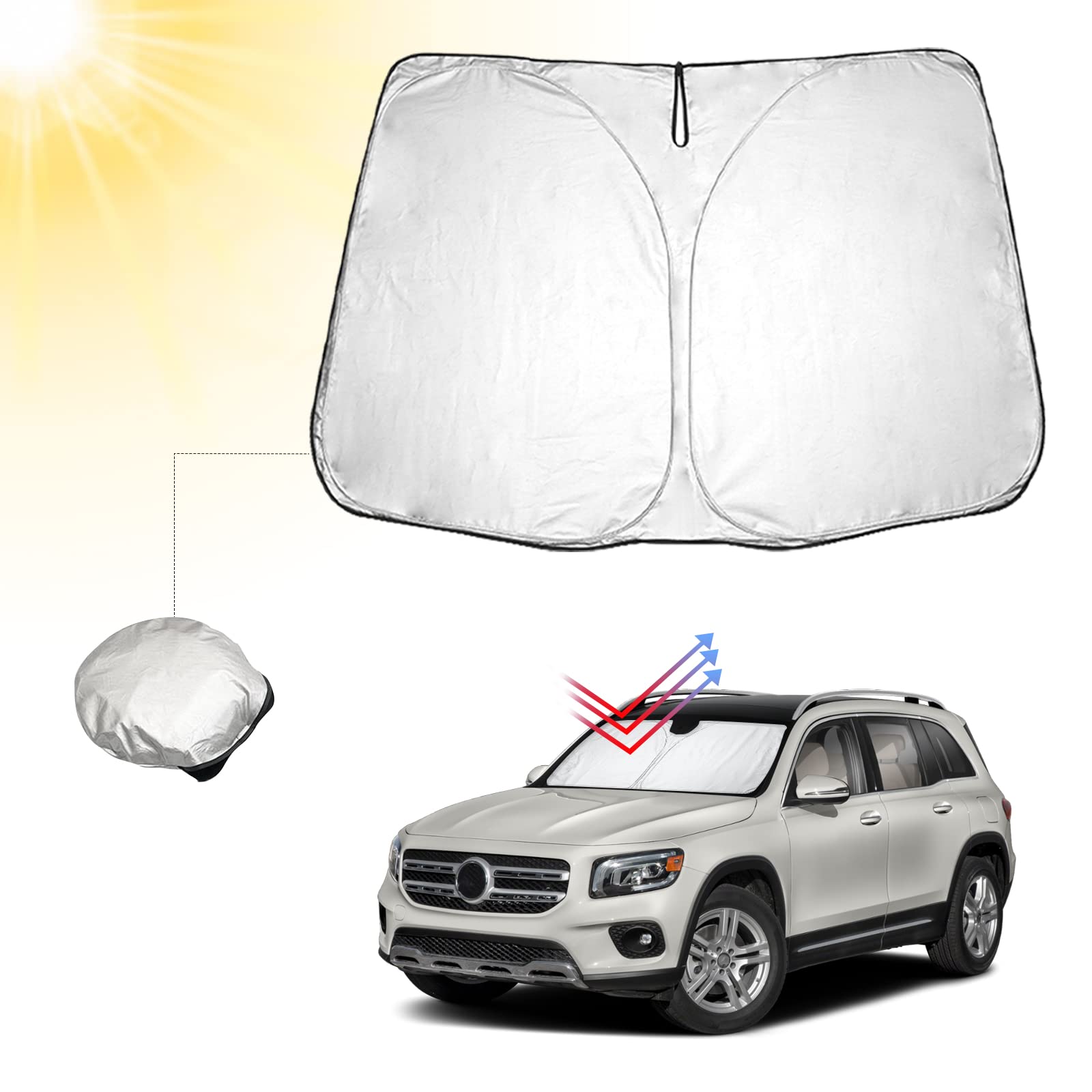 BIBIBO M-ercedes Auto Sonnenschutz mit UV Schutz Kompatibel mit M-ercedes-Benz GLB X247 2020-2024, Auto Sonnenschirm für Frontscheibe, Hitzeschutz Auto gegen UV-Strahlen, Faltbar Windschutzscheibe BIBIBO M-ercedes Auto Sonnenschutz mit UV Schutz Kompatibel mit M-ercedes-Benz GLB X247 2020-2024, Auto Sonnenschirm für Frontscheibe, Hitzeschutz Auto gegen UV-Strahlen, Faltbar Windschutzscheibe von BIBIBO