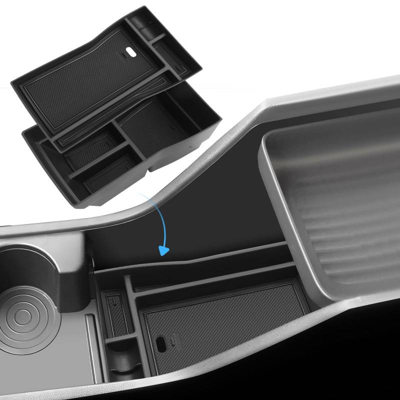 BIBIBO Mittelkonsole Aufbewahrungsbox für H*yundai Kona SX2 EV Elektro 2024 2025, Organizer mit Rutschfestermatte, Mittelarmlehne, Konsolenschalen Armlehnen, Auto Armlehnenablage Zubehör von BIBIBO