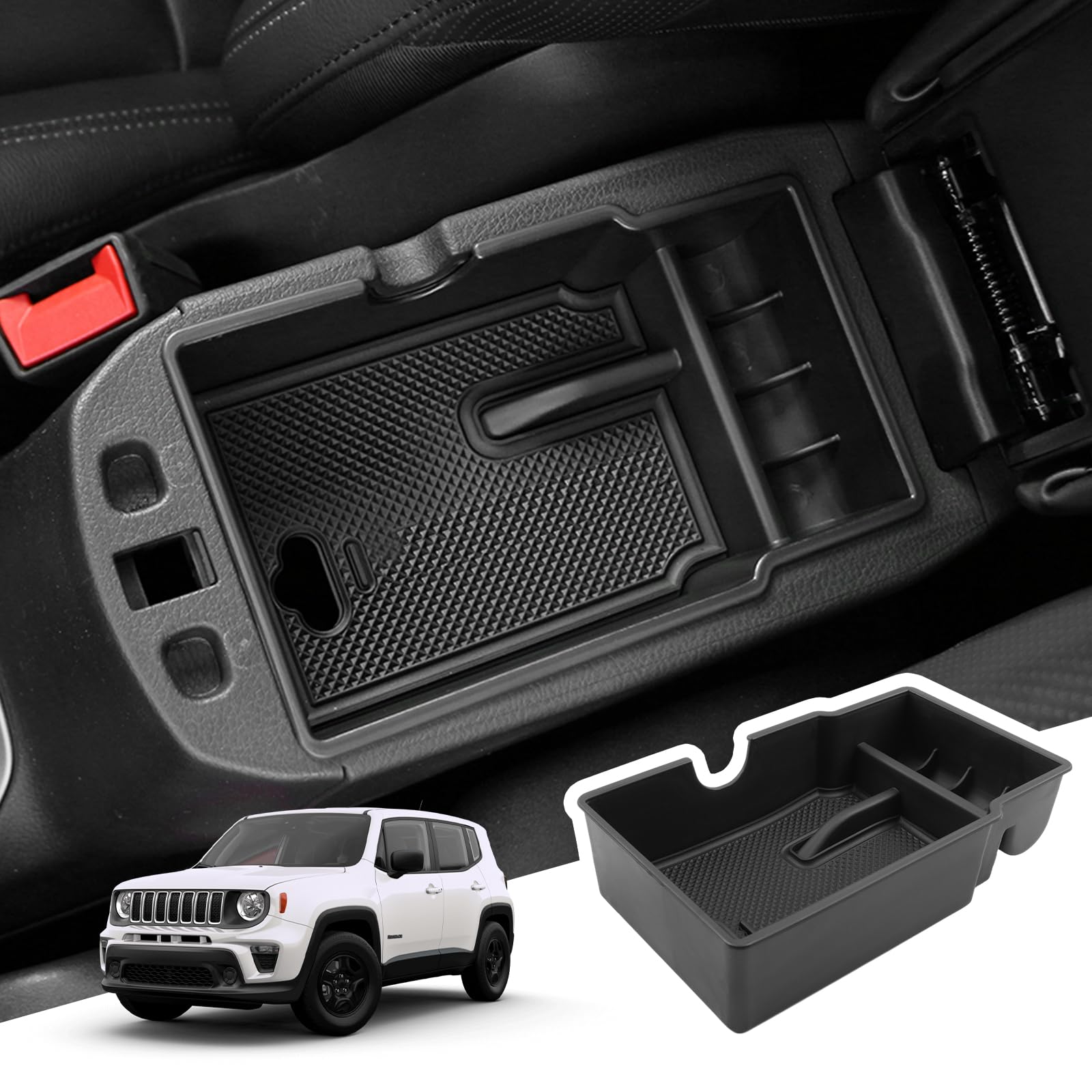BIBIBO Mittelkonsole Aufbewahrungsbox für Jeep Renegade 2015-2023/FIAT 500X 2016-2022, Organizer mit Rutschfestermatte, Mittelarmlehne, Konsolenschalen Armlehnen, Auto Armlehnenablage Zubehör BIBIBO Mittelkonsole Aufbewahrungsbox für Jeep Renegade 2015-2023/FIAT 500X 2016-2022, Organizer mit Rutschfestermatte, Mittelarmlehne, Konsolenschalen Armlehnen, Auto Armlehnenablage Zubehör von BIBIBO