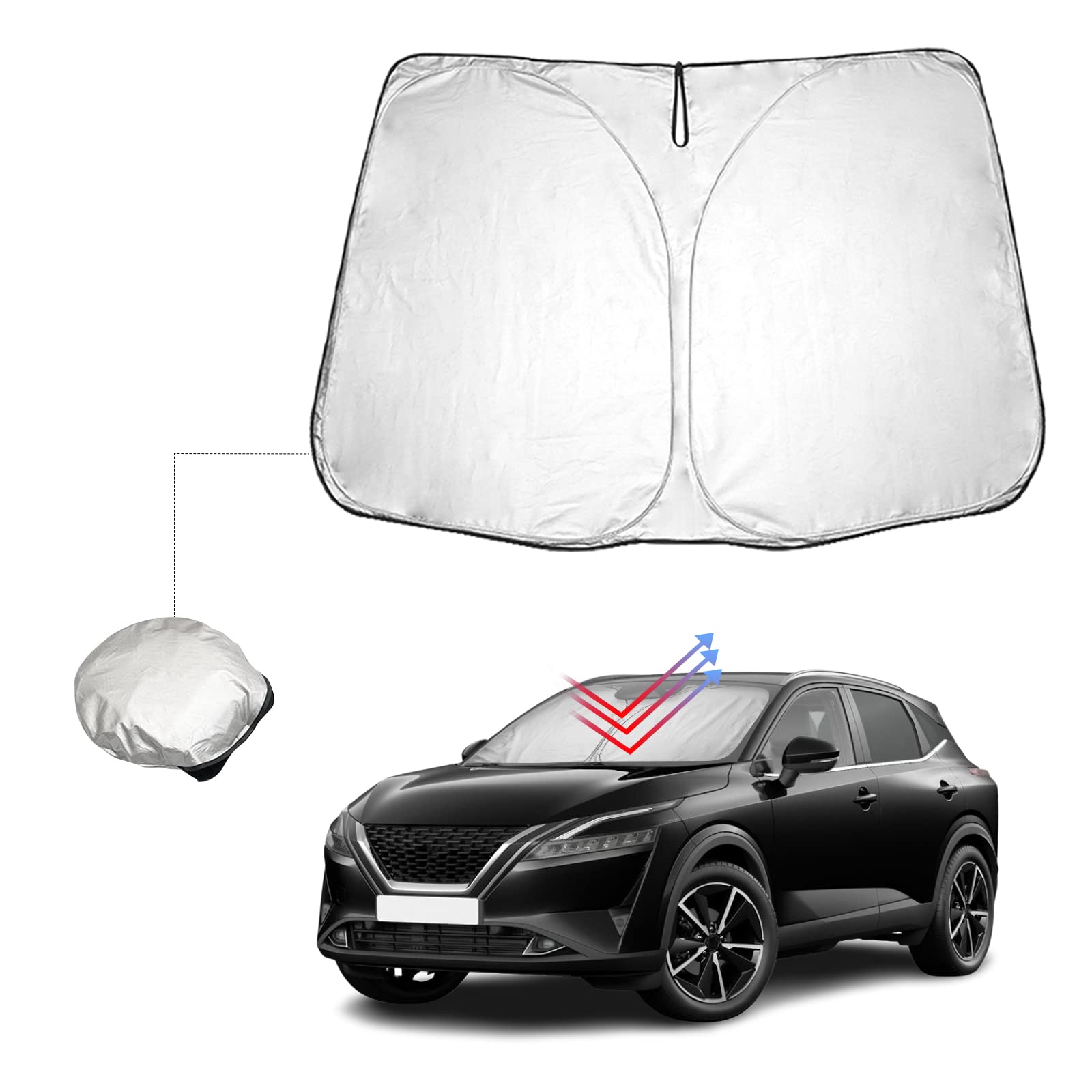 BIBIBO Nissan Qashqai J12 Frontscheibenabdeckung Kompatibel mit Nissan Qashqai J12 2021-2023, Sonnenschutz Auto Frontscheibe Faltbar, Hitzeschutz Auto gegen UV-Strahlen BIBIBO Nissan Qashqai J12 Frontscheibenabdeckung Kompatibel mit Nissan Qashqai J12 2021-2023, Sonnenschutz Auto Frontscheibe Faltbar, Hitzeschutz Auto gegen UV-Strahlen von BIBIBO