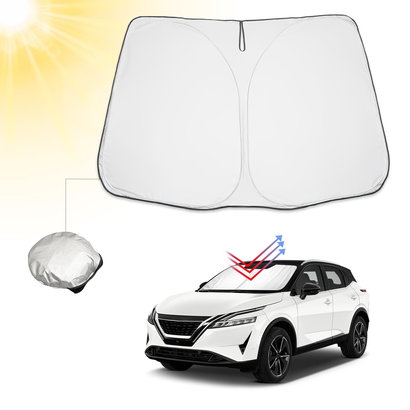 BIBIBO Qashqai J12 Abdeckung Auto Frontscheibe kompatibel mit Nissan Qashqai J12 e-Power 2022-2024, Auto Sonnenschutz für Frontscheibe Faltbar, Frontscheibenabdeckung gegen UV-Strahlen BIBIBO Qashqai J12 Abdeckung Auto Frontscheibe kompatibel mit Nissan Qashqai J12 e-Power 2022-2024, Auto Sonnenschutz für Frontscheibe Faltbar, Frontscheibenabdeckung gegen UV-Strahlen von BIBIBO