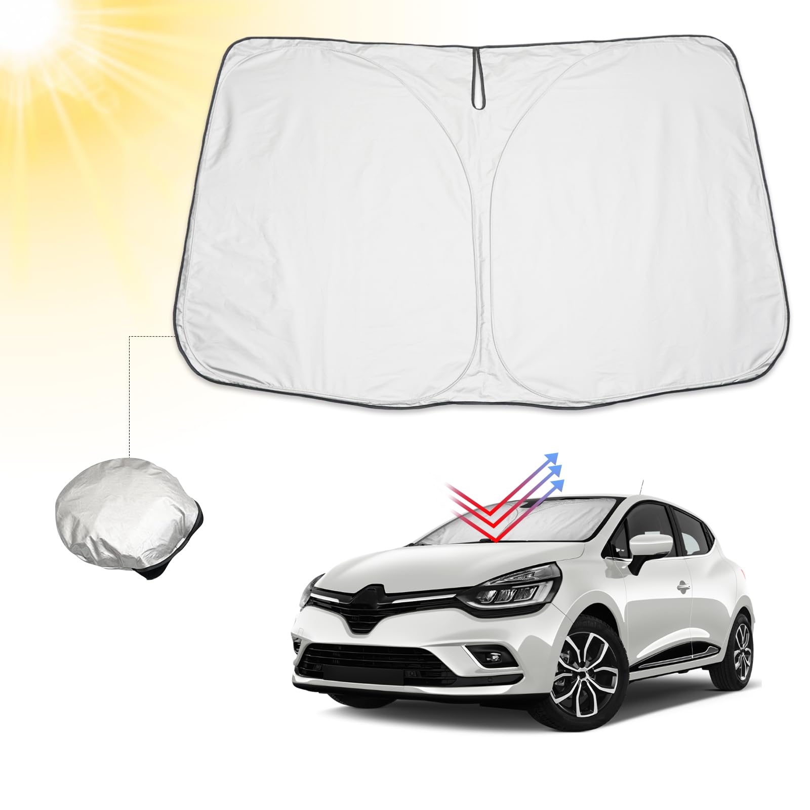 BIBIBO R*enault Clio 5 Frontscheibenabdeckung, Auto Sonnenschutz kompatibel mit R*enault Clio 5 V 2020-2024, Auto Abdeckung für Frontscheibe Faltbar mit UV-Schutz, Sonnenblende gegen UV-Strahlen BIBIBO R*enault Clio 5 Frontscheibenabdeckung, Auto Sonnenschutz kompatibel mit R*enault Clio 5 V 2020-2024, Auto Abdeckung für Frontscheibe Faltbar mit UV-Schutz, Sonnenblende gegen UV-Strahlen von BIBIBO