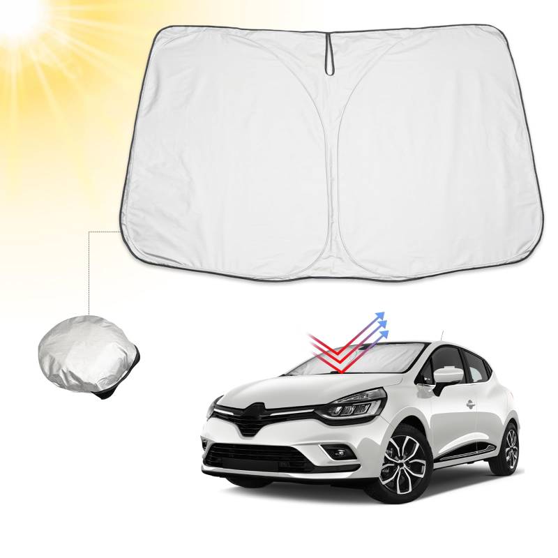 BIBIBO R*enault Clio 5 Frontscheibenabdeckung, Auto Sonnenschutz kompatibel mit R*enault Clio 5 V 2020-2024, Auto Abdeckung für Frontscheibe Faltbar mit UV-Schutz, Sonnenblende gegen UV-Strahlen von BIBIBO