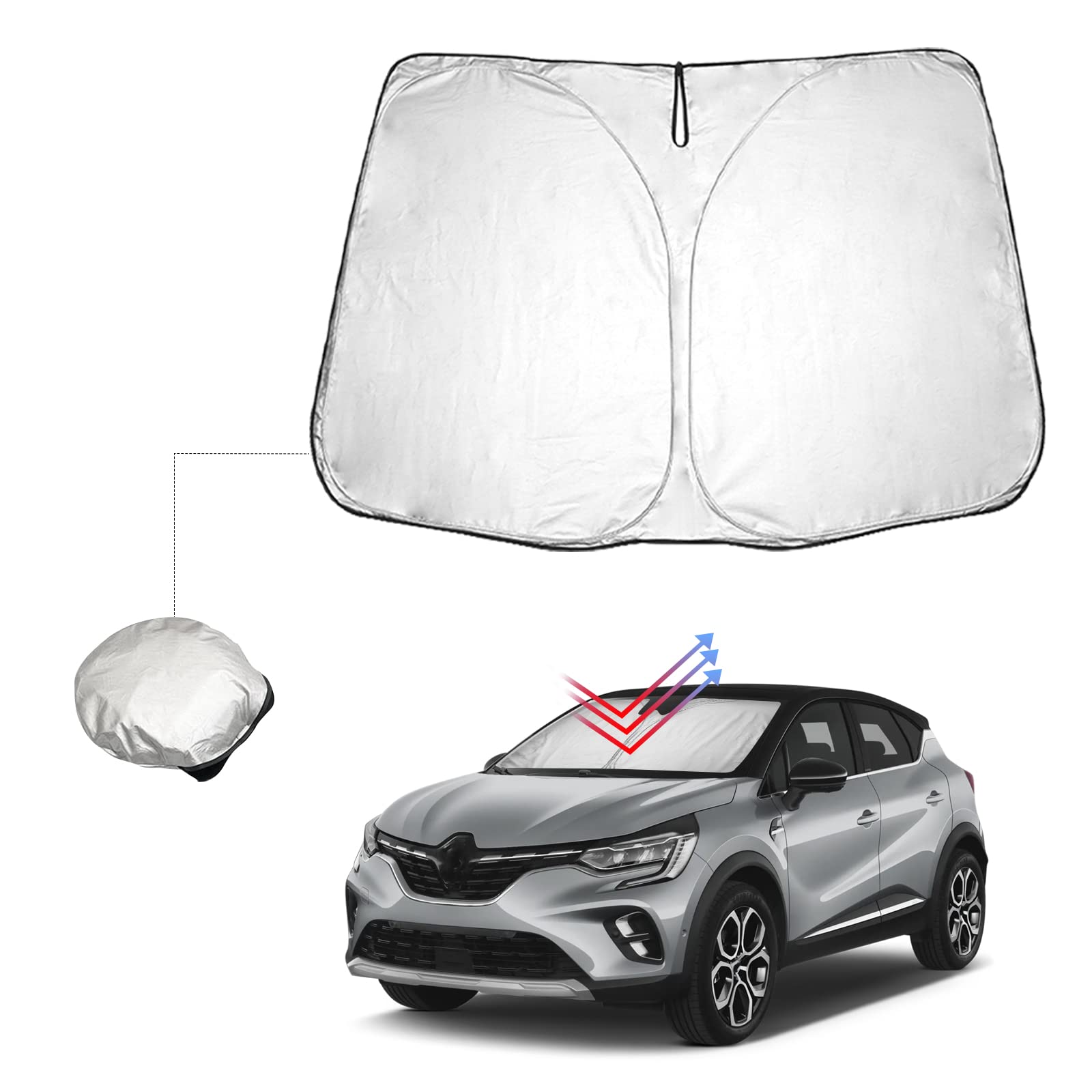 BIBIBO Renault Captur Frontscheibenabdeckung Kompatibel mit Renault Captur 1. / Captur 2. 2020-2024, Sonnenschutz Auto Frontscheibe Faltbar, Hitzeschutz Auto gegen UV-Strahlen BIBIBO Renault Captur Frontscheibenabdeckung Kompatibel mit Renault Captur 1. / Captur 2. 2020-2024, Sonnenschutz Auto Frontscheibe Faltbar, Hitzeschutz Auto gegen UV-Strahlen von BIBIBO