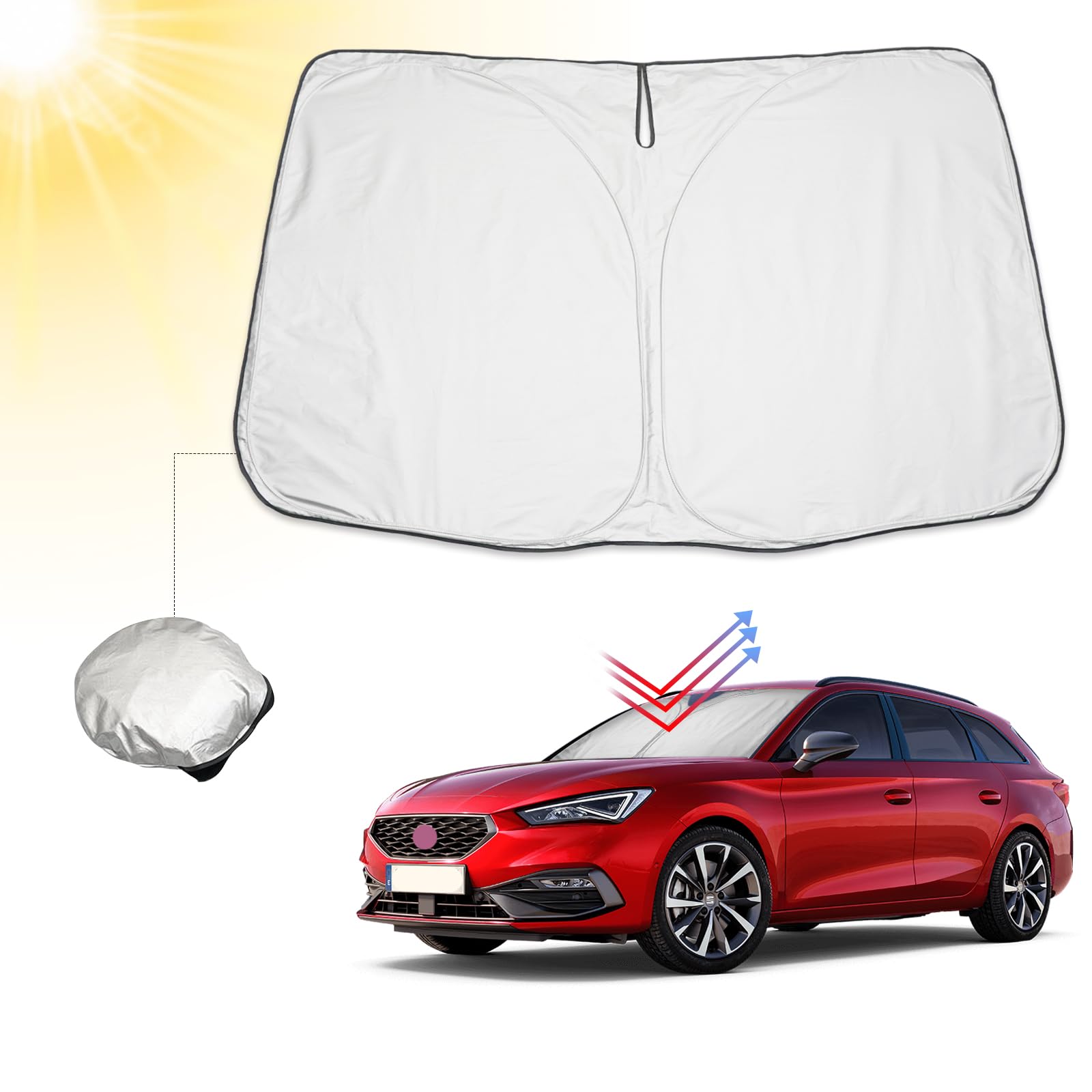 BIBIBO SEAT Leon MK4 Frontscheibenabdeckung Kompatibel mit SEAT Leon MK4 KL1 / KL8 2020-2024, Sonnenschutz Auto Frontscheibe Faltbar, Hitzeschutz Auto gegen UV-Strahlen BIBIBO SEAT Leon MK4 Frontscheibenabdeckung Kompatibel mit SEAT Leon MK4 KL1 / KL8 2020-2024, Sonnenschutz Auto Frontscheibe Faltbar, Hitzeschutz Auto gegen UV-Strahlen von BIBIBO