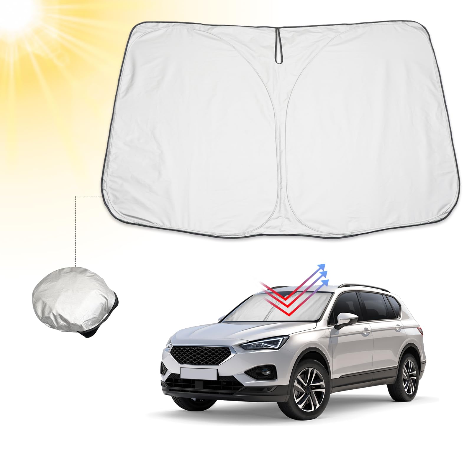 BIBIBO Frontscheibenabdeckung, Auto Sonnenschutz kompatibel mit Tiguan Allspace SWB LWB 2016-2024 / SEAT Tarraco 2019-2024, Auto Abdeckung für Frontscheibe Faltbar BIBIBO Frontscheibenabdeckung, Auto Sonnenschutz kompatibel mit Tiguan Allspace SWB LWB 2016-2024 / SEAT Tarraco 2019-2024, Auto Abdeckung für Frontscheibe Faltbar von BIBIBO