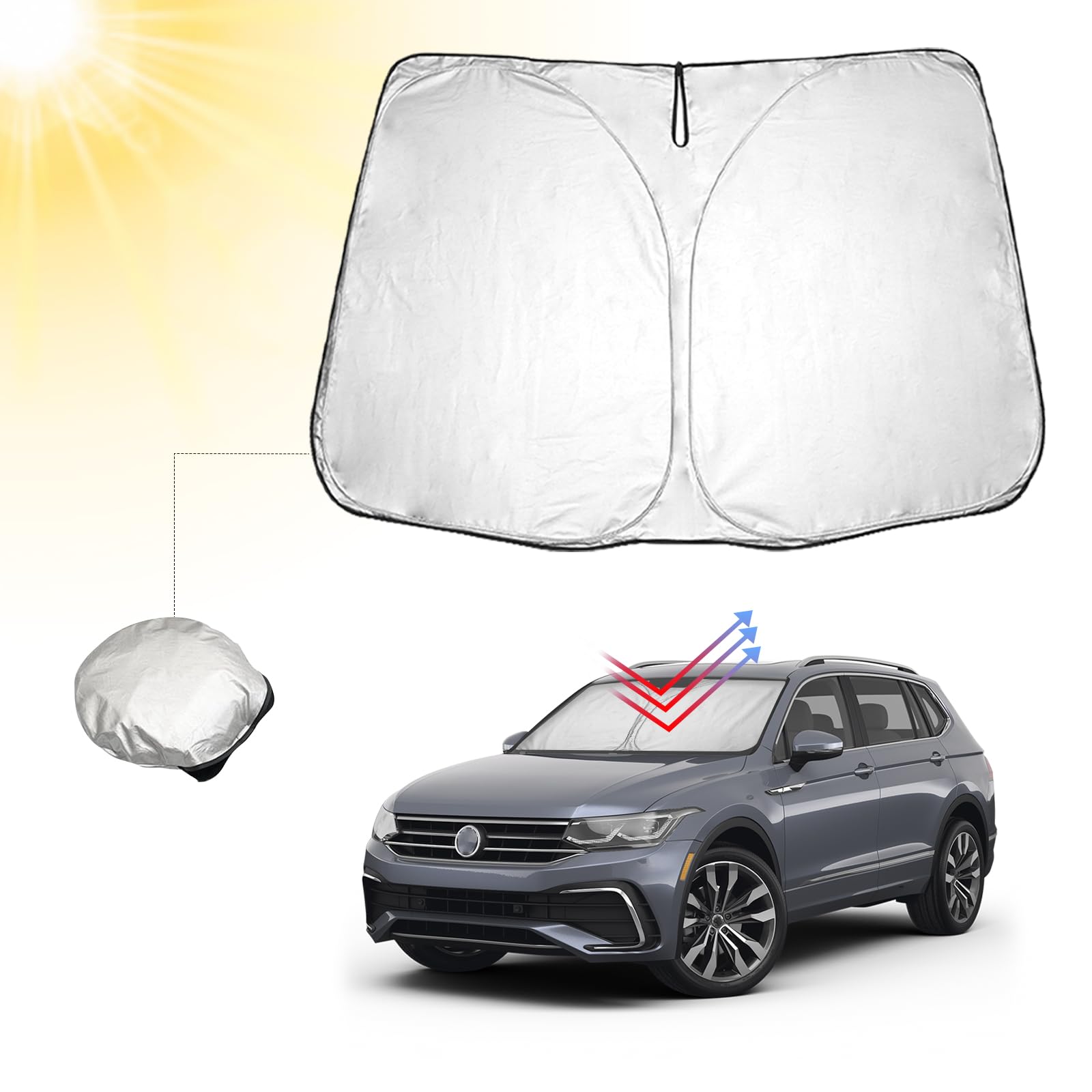 BIBIBO Tiguan Allspace Frontscheibenabdeckung, Auto Abdeckung kompatibel mit VW Tiguan Allspace SWB LWB 2016-2024, Auto Sonnenschutz für Frontscheibe Faltbar, Sonnenblende gegen UV-Strahlen BIBIBO Tiguan Allspace Frontscheibenabdeckung, Auto Abdeckung kompatibel mit VW Tiguan Allspace SWB LWB 2016-2024, Auto Sonnenschutz für Frontscheibe Faltbar, Sonnenblende gegen UV-Strahlen von BIBIBO