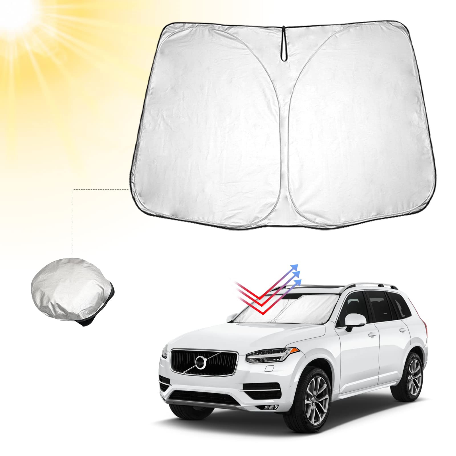 BIBIBO Volvo XC90 Frontscheibenabdeckung Kompatibel mit Volvo XC90 SUV 2016-2024, Sonnenschutz Auto Frontscheibe Faltbar, Hitzeschutz Auto gegen UV-Strahlen BIBIBO Volvo XC90 Frontscheibenabdeckung Kompatibel mit Volvo XC90 SUV 2016-2024, Sonnenschutz Auto Frontscheibe Faltbar, Hitzeschutz Auto gegen UV-Strahlen von BIBIBO