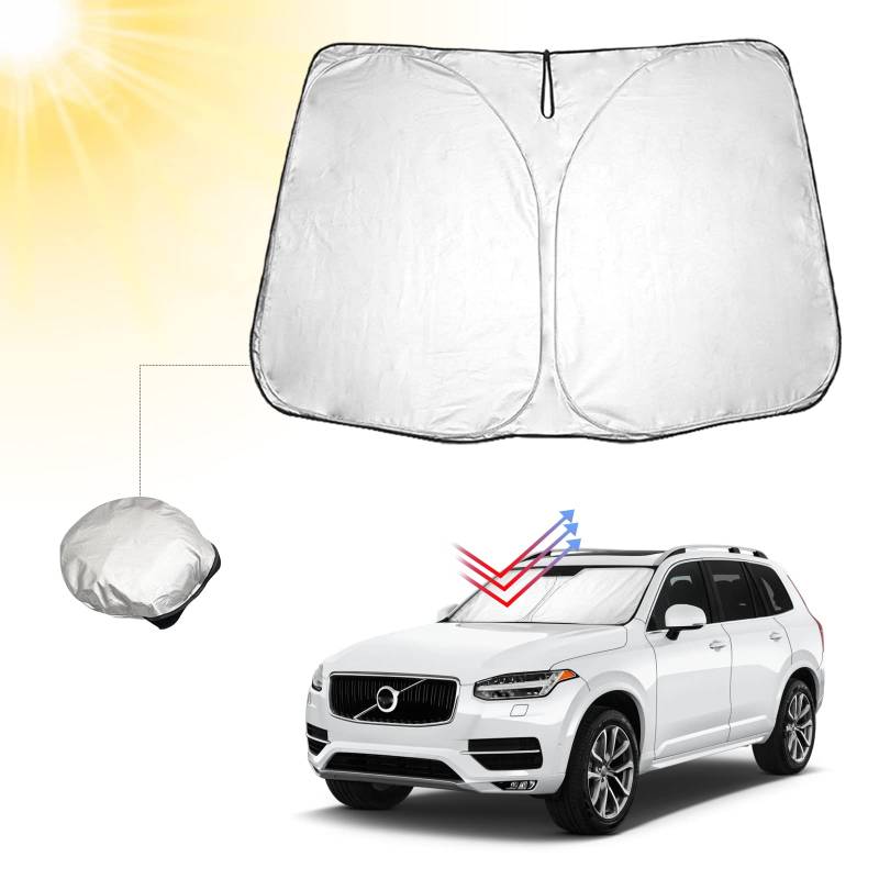 BIBIBO Volvo XC90 Frontscheibenabdeckung Kompatibel mit Volvo XC90 SUV 2016-2024, Sonnenschutz Auto Frontscheibe Faltbar, Hitzeschutz Auto gegen UV-Strahlen von BIBIBO