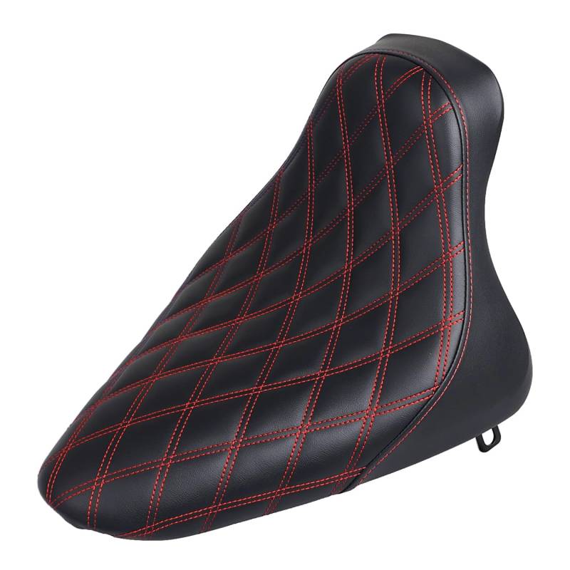 BID4ZE Schwarz & Rot genäht Fahrer Hintern Bucket Solo Sitz für Harley Fat Boy FLSTF/EFI FLSTFI 2000-2006 Heritage Softail FLST 2000-2007 Softail Standard FXST Softail Springer FXSTS 2000-2005 von BID4ZE