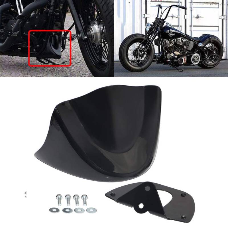 Bid4ze Glänzende schwarze untere vordere Kinnspoiler Air Dam Verkleidung mit Metallhalterung für Harley Dyna Street Bob FatBob Wide Glide 2006-2017 von BID4ZE