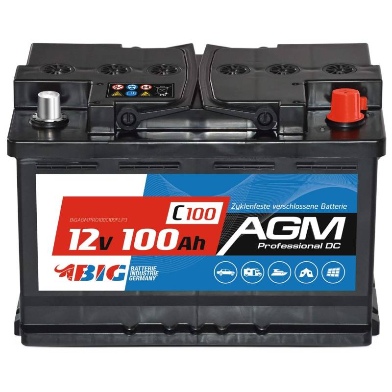 BIG AGM Batterie 100Ah C100 12V Solarbatterie Versorgungsbatterie Mover Bootsbatterie von BIG Batterie