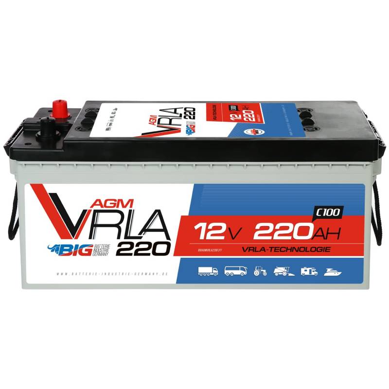 BIG AGM 220Ah C100 Bootsbatterie Versorgungsbatterie Solar Akku Caravan Batterie 200Ah von BIG Batterie
